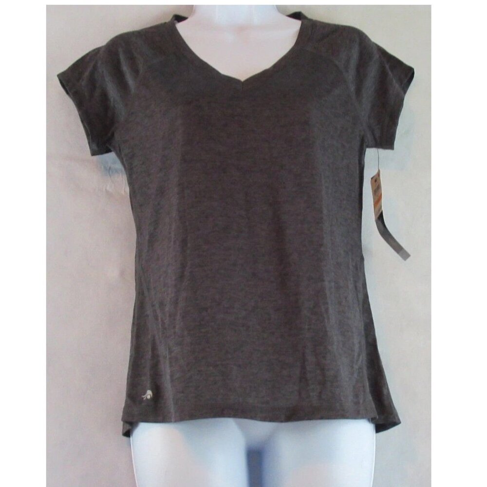 Ideology Women's Active Heathered Short-Sleeve T-Shirt, Noir Black, Small